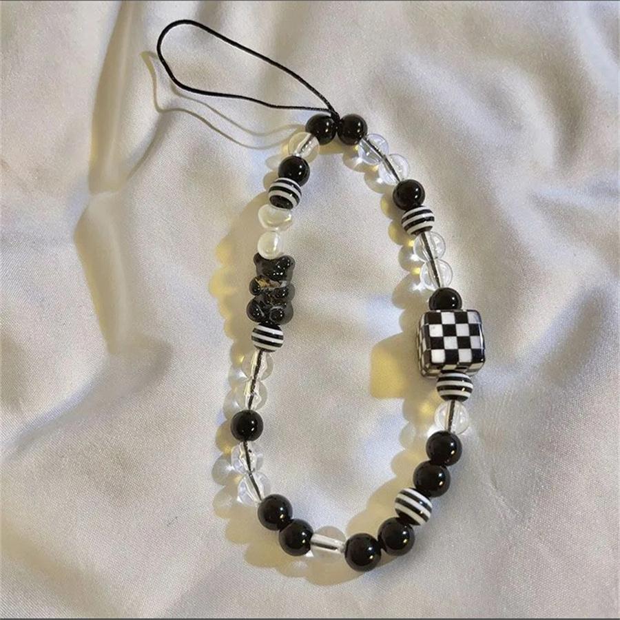 Acrylic Flower Shape Bead Mobile Phone Strap Chain Women Girl Sweet Cellphone Jewelry Accessory For Telephone Lanyard Decoration 1