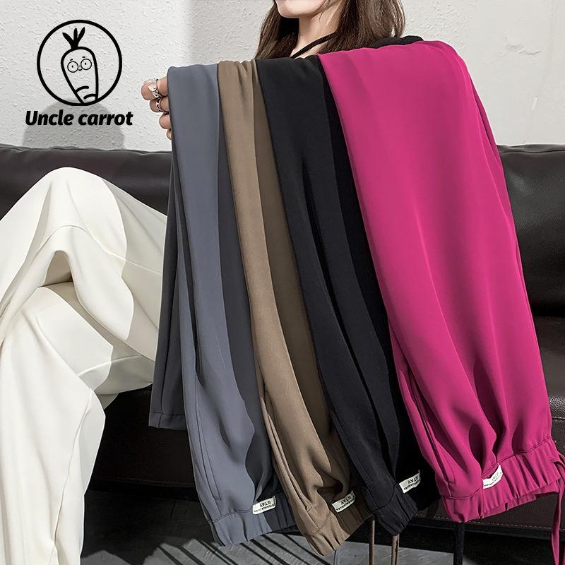 Narrow version wide-leg pants women's spring and summer new straight casual high-waisted thin high-end drape design suit pants