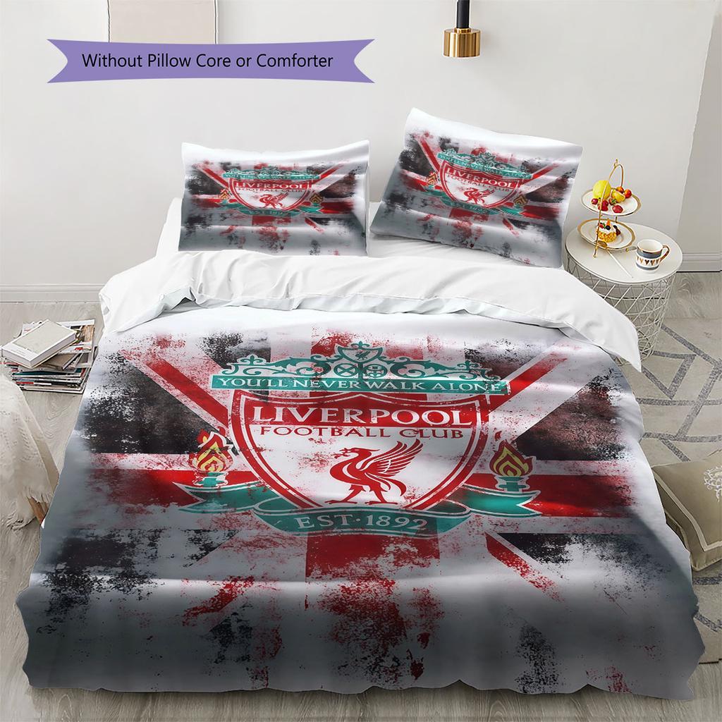 Biancheria da letto con motivo Liverpool Decorazione per la casa Regalo di compleanno ( 1 copripiumino + 2 federe, senza imbottitura),merchandising per fan.