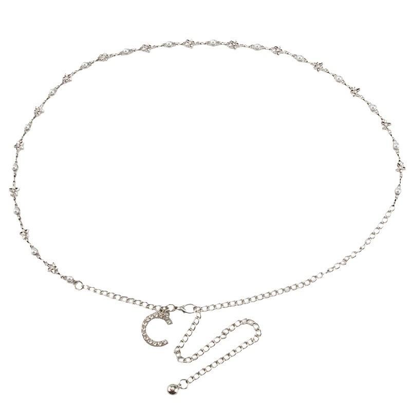 

Металлическая цепочка на талию с инкрустацией жемчугом высокого класса, женские аксессуары для платья, модная сочетающаяся цепочка для тела, трендовая женская