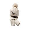 2Pcs/Set Children Hat Scarf Set Plush Ball Decor Bear Pattern Thickened Soft Touch Windproof Kids Knitting Hat Long Scarf Set