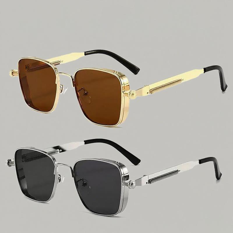 New Metal Steampunk Sunglasses Men's Fashionable Unique Trendy Vintage Square Frames Stylish Eyewear Shades UV400 Popular Glasses
