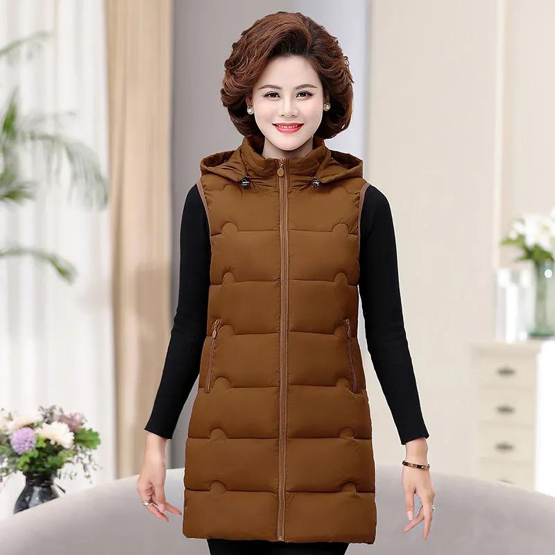 

Women Winter Vests Jacket Sleeveless Vests Padded Jacket Long Coats Korean Fashion Waistcoat Female L коричневий