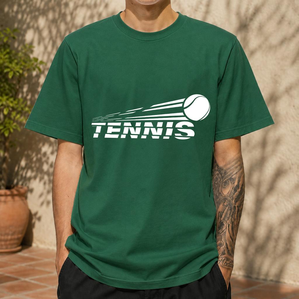 2026 New Pure Cotton Tshirt With Dynamic Tennis Letter Print Sporty Versatile Top Casual Short Sleeve