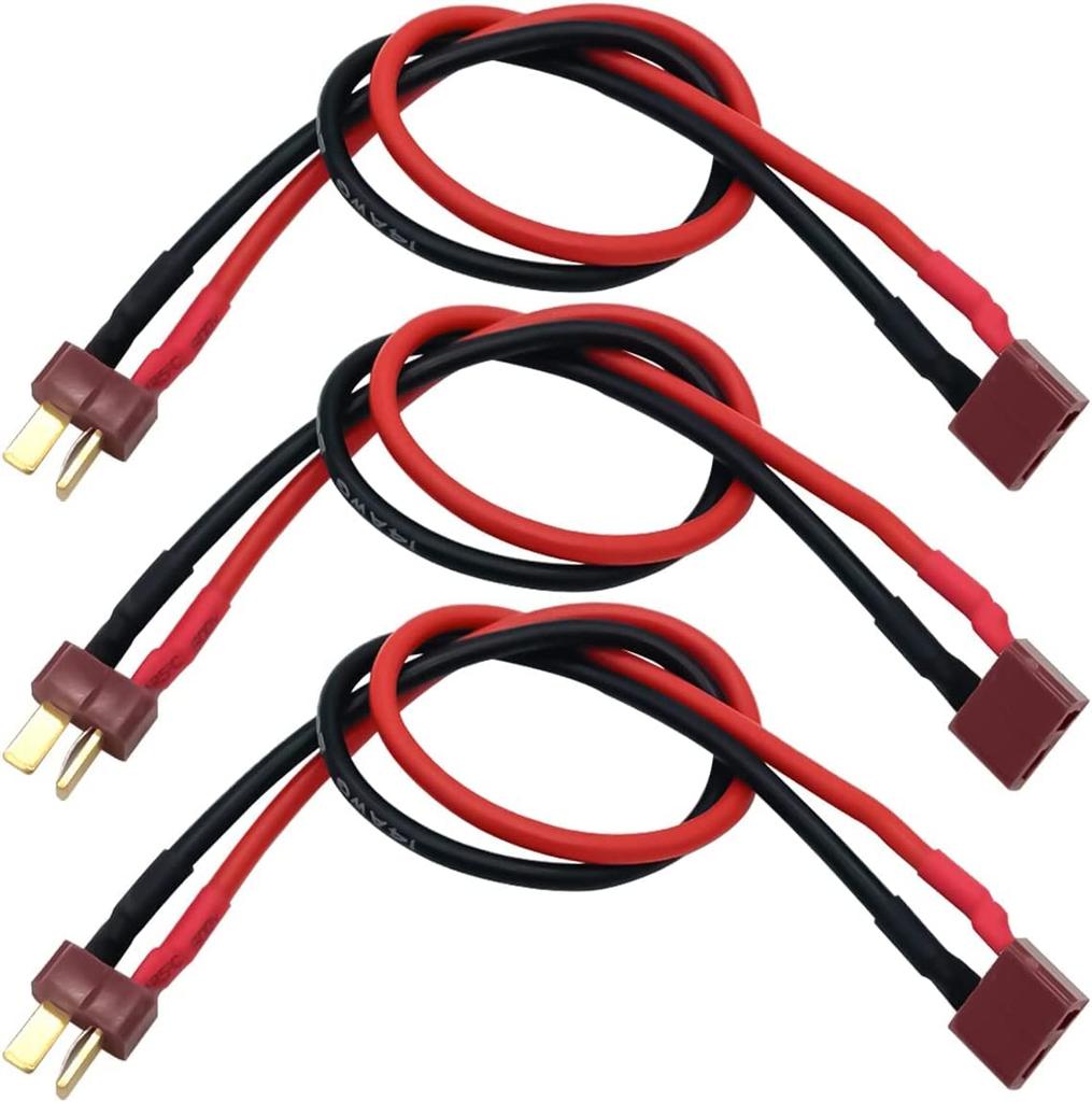 3pcs Deans T Plug Extension Cable, Deans T Plug Male Connector to Deans T Plug Female Connector, Wire Adapter for RC DIY Spare Parts, Remote Control