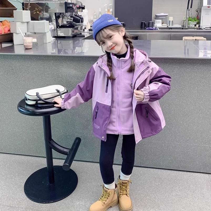 Flickors vindtäta kappa i koreansk stil: Trendig, Förtjockad Tre-i-ett för Höst & Vinter 2025