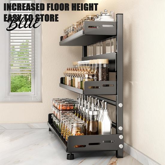 Portaspezie Robusto Rastrelliera da Cucina in Acciaio al Carbonio 2/3 Livelli Organizer da Banco per Condimenti Organizzatore Portabottiglie Multi-Livello per Spezie