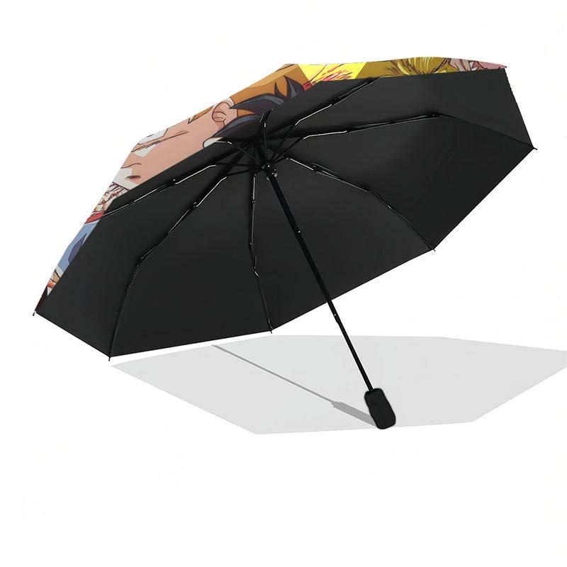 1pc Dragon Ball Z Goku Super Saiyan Outdoor Umbrella - Automatic Opening/Closing - Portable 3-Fold Design - 8-Rib Iron Frame - Perfect Gift for Fans,