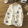 Floral Knitted Sweater Vest Vintage Button Autumn Sleeveless Vest Waistcoat