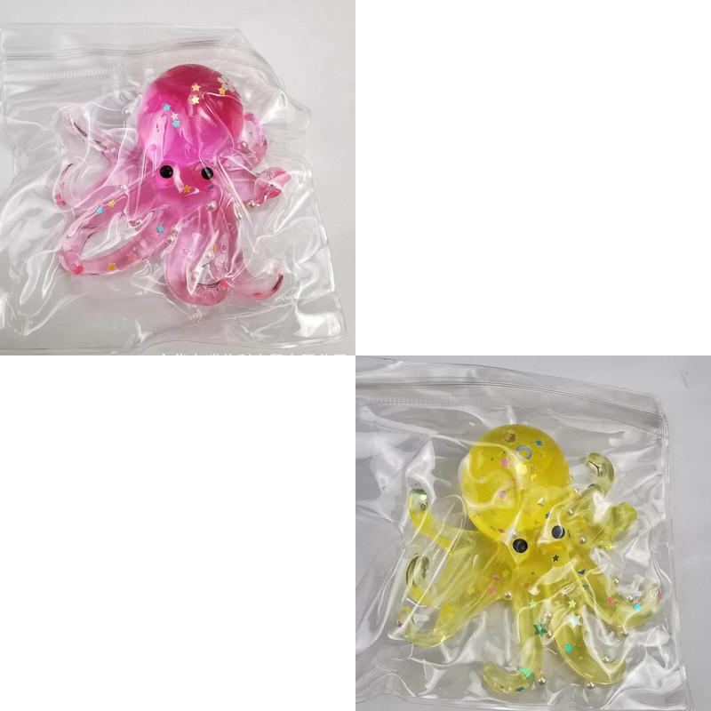 Glitter Octopus Squeeze Toy Slow Rebound Squishy Sugar Stress Relief Ball for Kids Cute Fidget Toy Squishy Ocean Sensory Decompression Gift