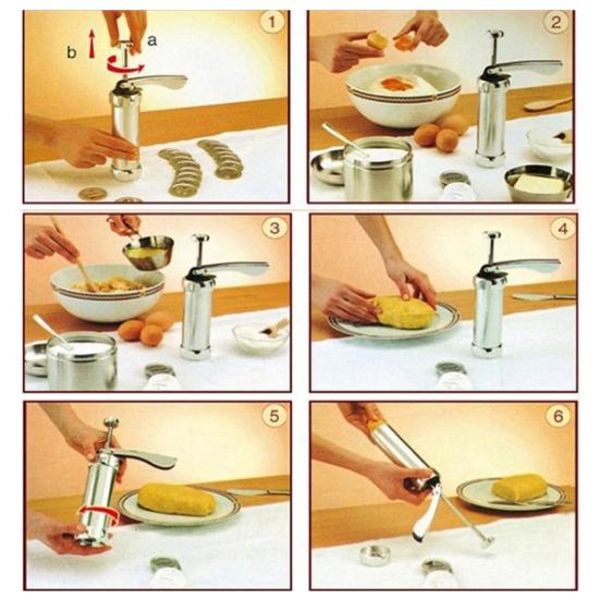 1 Set Non-stick Cookie Press Maker Food-grade Stainless Steel Sweet Pastry Biscuit Maker Set Kitchen Accessories