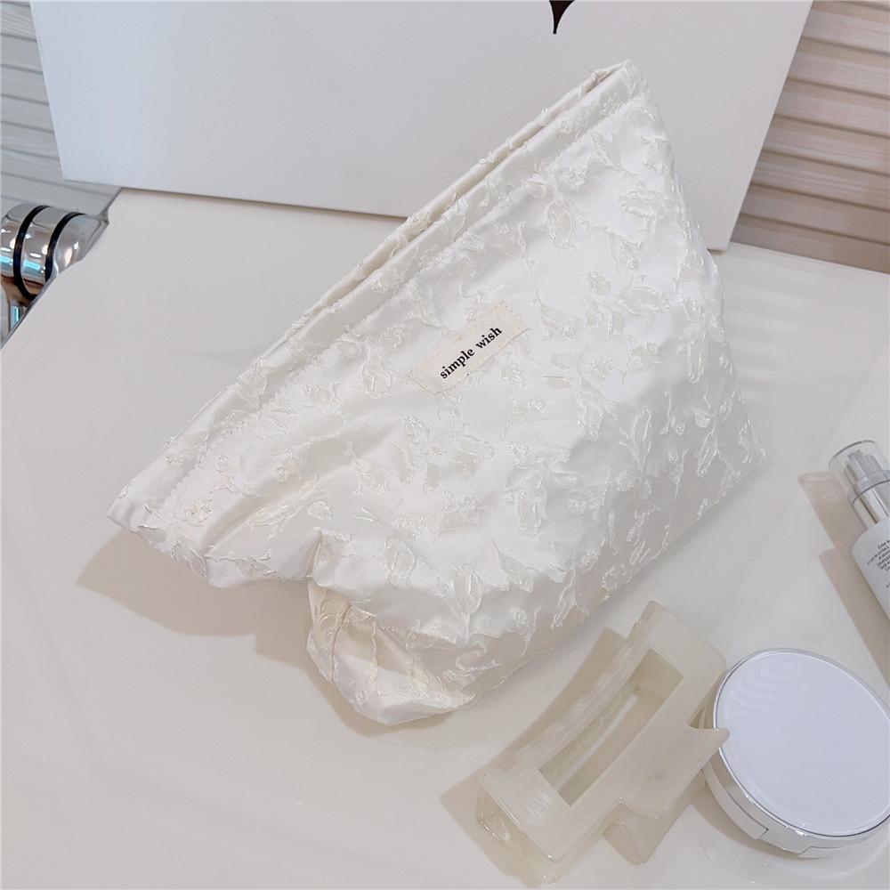 Embossment Makeup Bag Zipper Cosmetic Pouch Large Travel Canvas Organizer Bag
