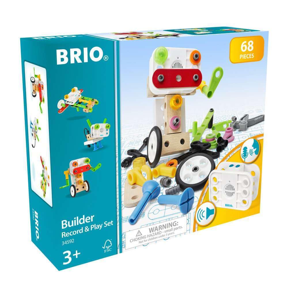 

BRIO Builder Record & Playset 34592, Ages 3+, 68 Pieces, Wooden Building Blocks, Carpentry Play, Pretend Play, Perfect Gift for Birthdays or Christmas