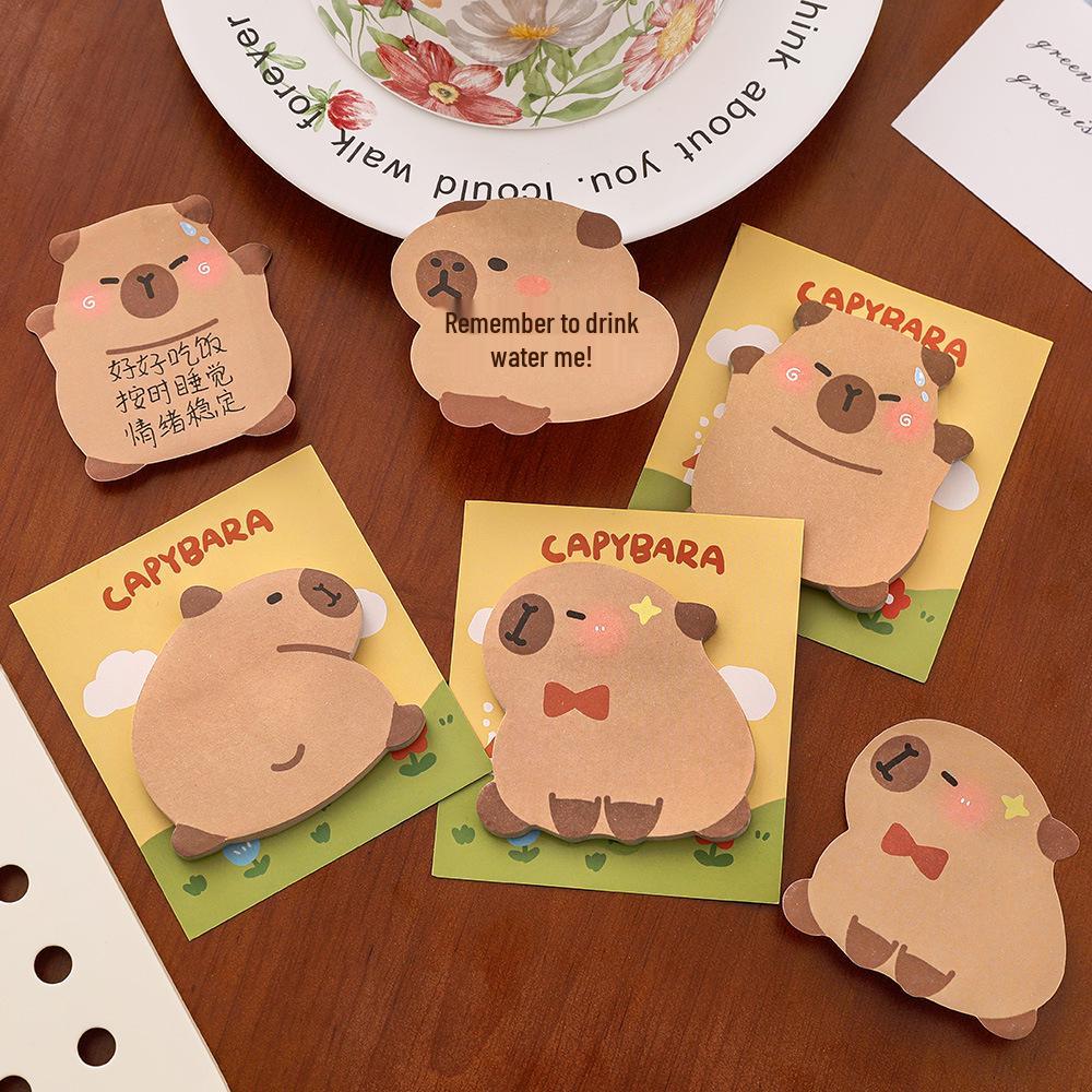 Cartoon Capybara Alien Sticky Notes - Cute Memo Pad for Students