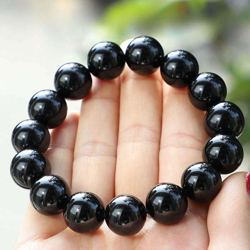 Pulsera de Turmalina Negra Imperial - Joyería de Protección Energética de Cristal de Grado Supremo, Pulsera de Aura Espiritual para Hombre y Mujer