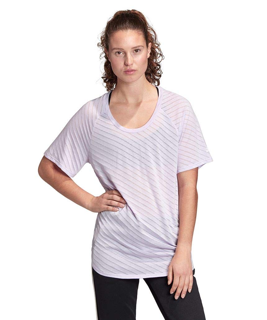 

Short Sleeve W Burnout Purple Tint Japan to Japanese size [Adidas] T-Shirt T-Shirt (GOI31) Women s (FL4912) J/L (equivalent L)