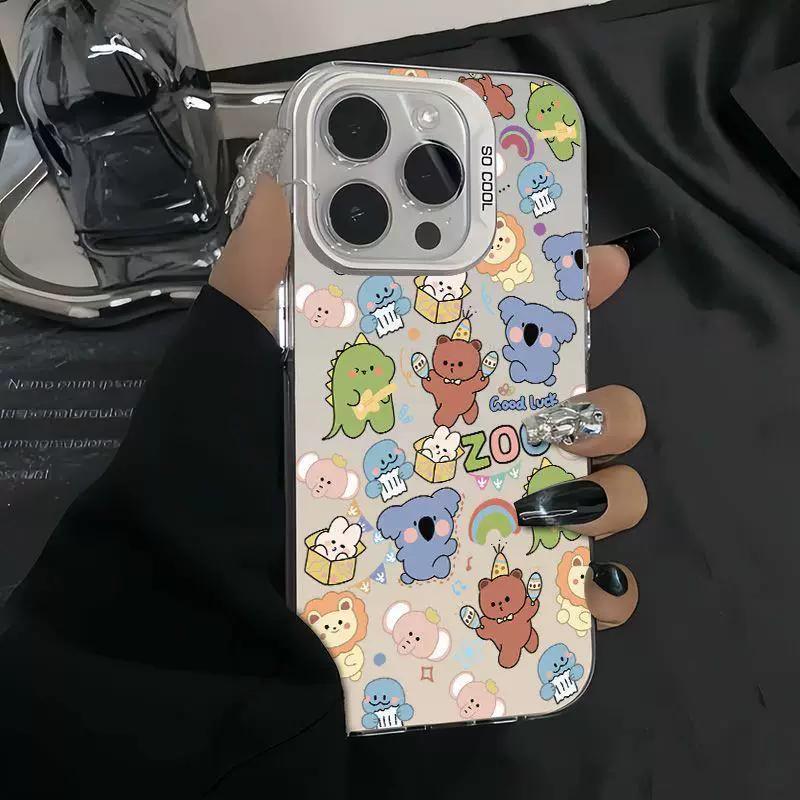 Cute Cartoon Character & Animal Pattern Phone Case for iPhone & Samsung - Transparent Protective Cover