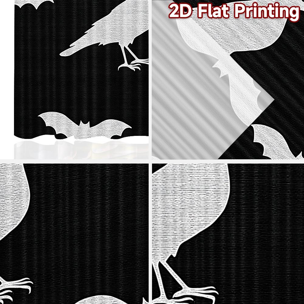 Set Of 2 Flat Printing Curtains Without Rod Halloween Crows Bats Design Ramadan Festival Creative Yarn Curtain Made Polyester