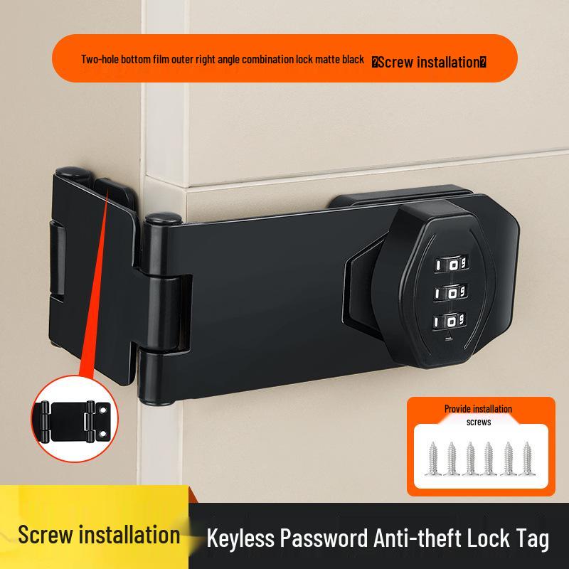 No-Drill Combination Lock for Cabinets, Drawers, and Refrigerators - Anti-Theft Double Door File Latch