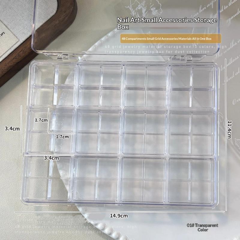 Clear Plastic Storage Box 48 Compartment with Lid Removable Grids for Jewelry Beads Small Craft Parts Organizer A1