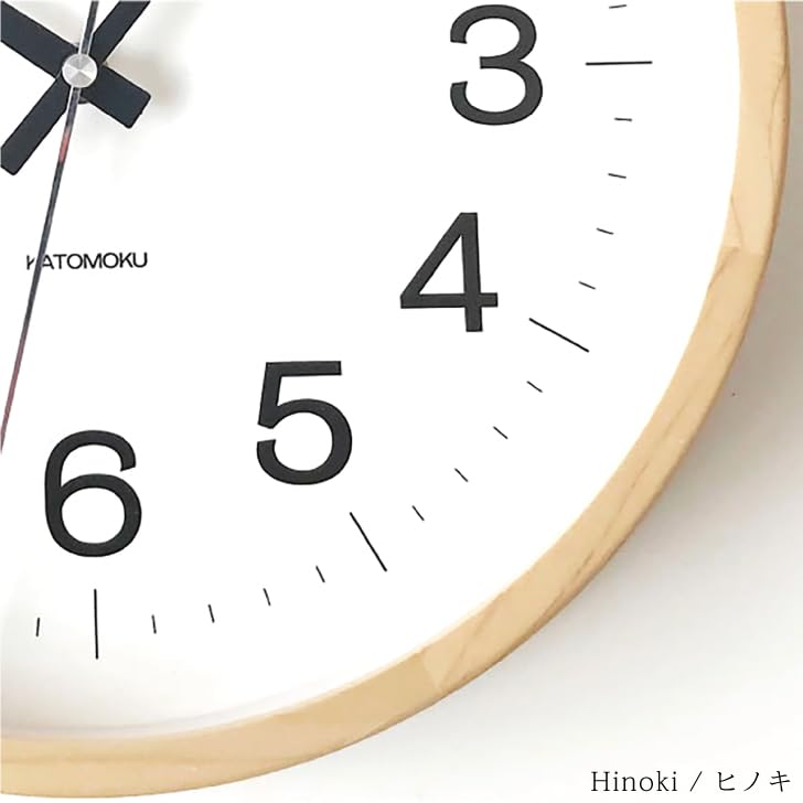 KATOMOKU muku clock 16 Hinoki Wall Continuous Second Diameter km-113HIRC Clock, Hand, 30.6cm (Radio-controlled)