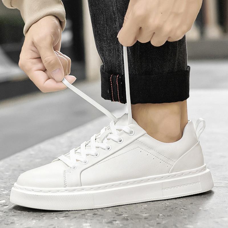 Brand Genuine Leather Mens Shoes Fashion Outdoor Flat Designer Sneakers Casual Leather Walking Shoes Tennis Masculino Board Shoe