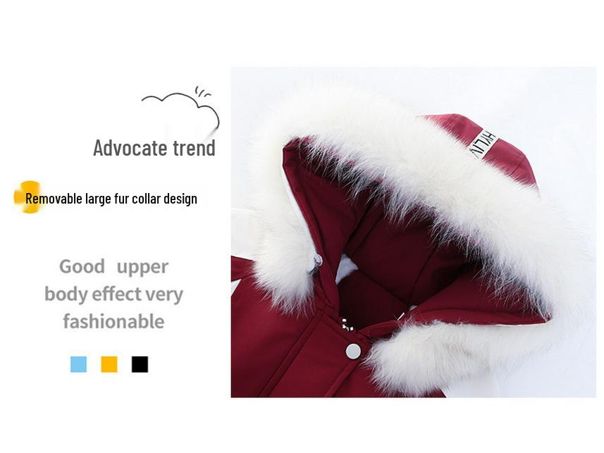 Stylish Girls' 2025 Ski Suit with Velvet - Korean Winter Jacket for Kids