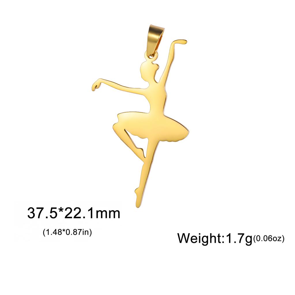 Teamer 5pcs/lot Ballet Charms Stainless Steel Gymnastics Heart Round Pendant for Necklace Keychain Women DIY Jewelry Making Gift