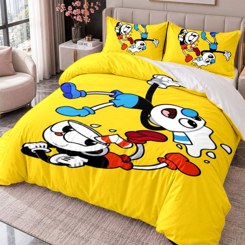 Cuphead 3Pcs Bedding Set Duvet Cover With Two Pillowcases For Bedroom Home Decoration