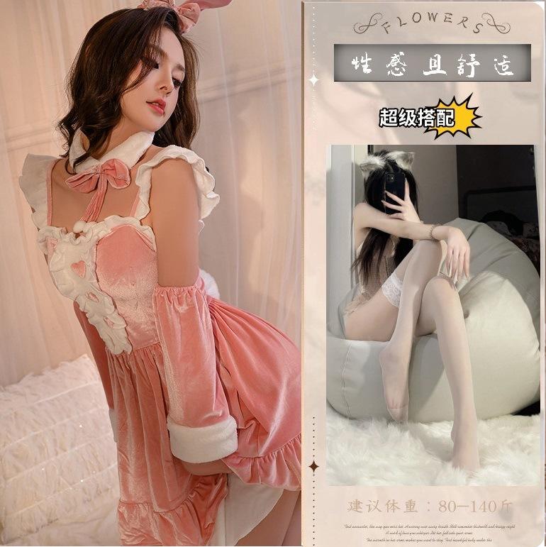 Sexy Velvet Christmas Clothing Women's Wear Uniform Suspender Dress Lolita Gown Set