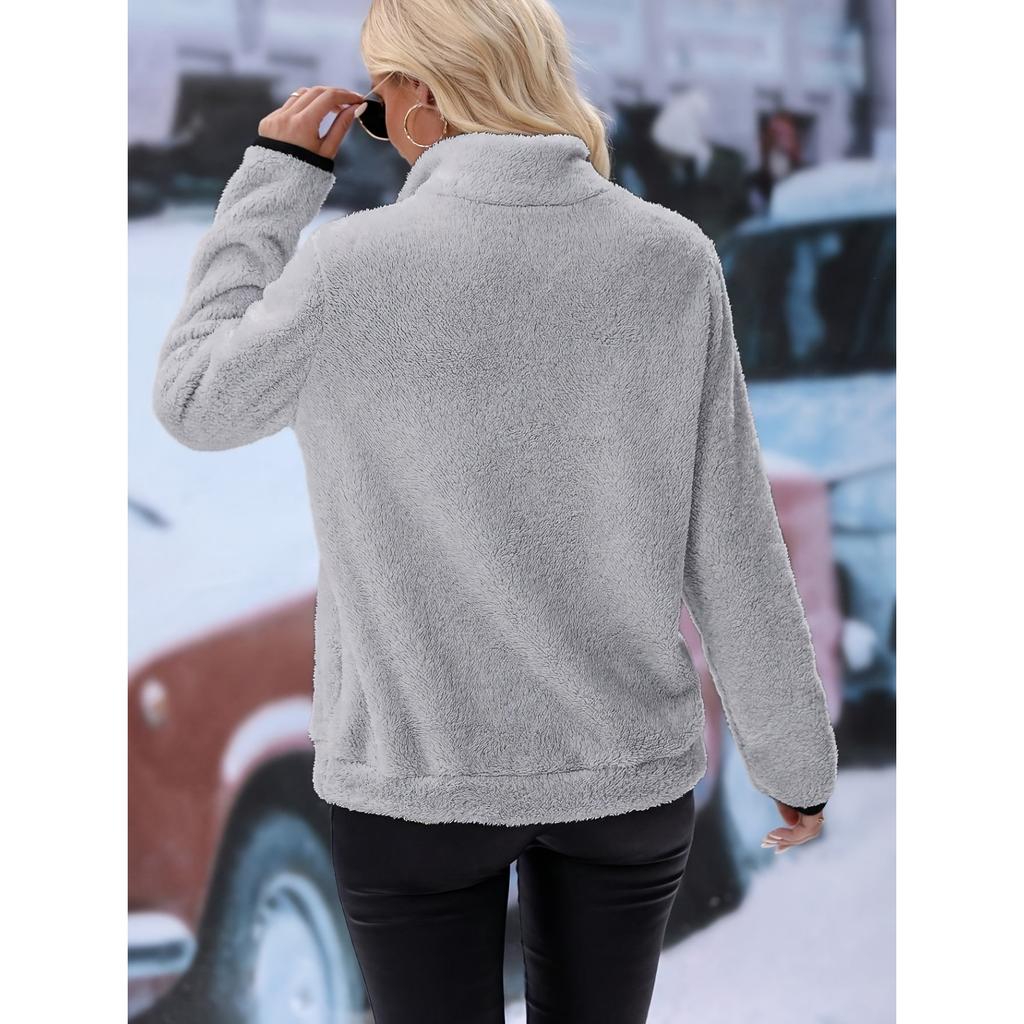2026 Plush Half-Zip Sweatshirt - Cozy Fleece Hoodie W/ Kangaroo Pocket, Dog Walking to Coffee Run Athflow Essential