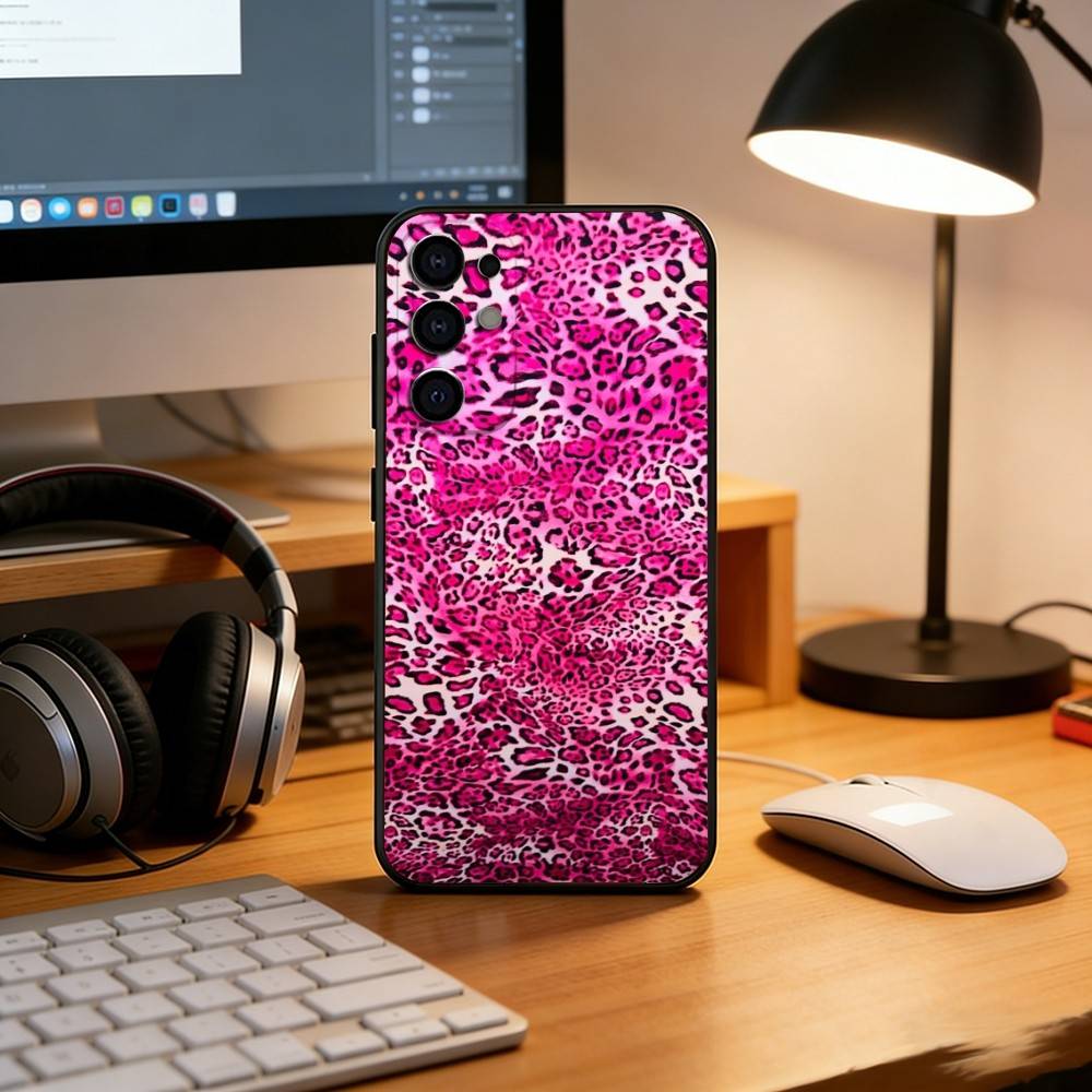 Cool pink leopard print for girls Phone Case For Samsung S25,S24,S21,S22,S23,S30,Ultra,S20,Plus,Fe,Lite,Note,10,Black Cover
