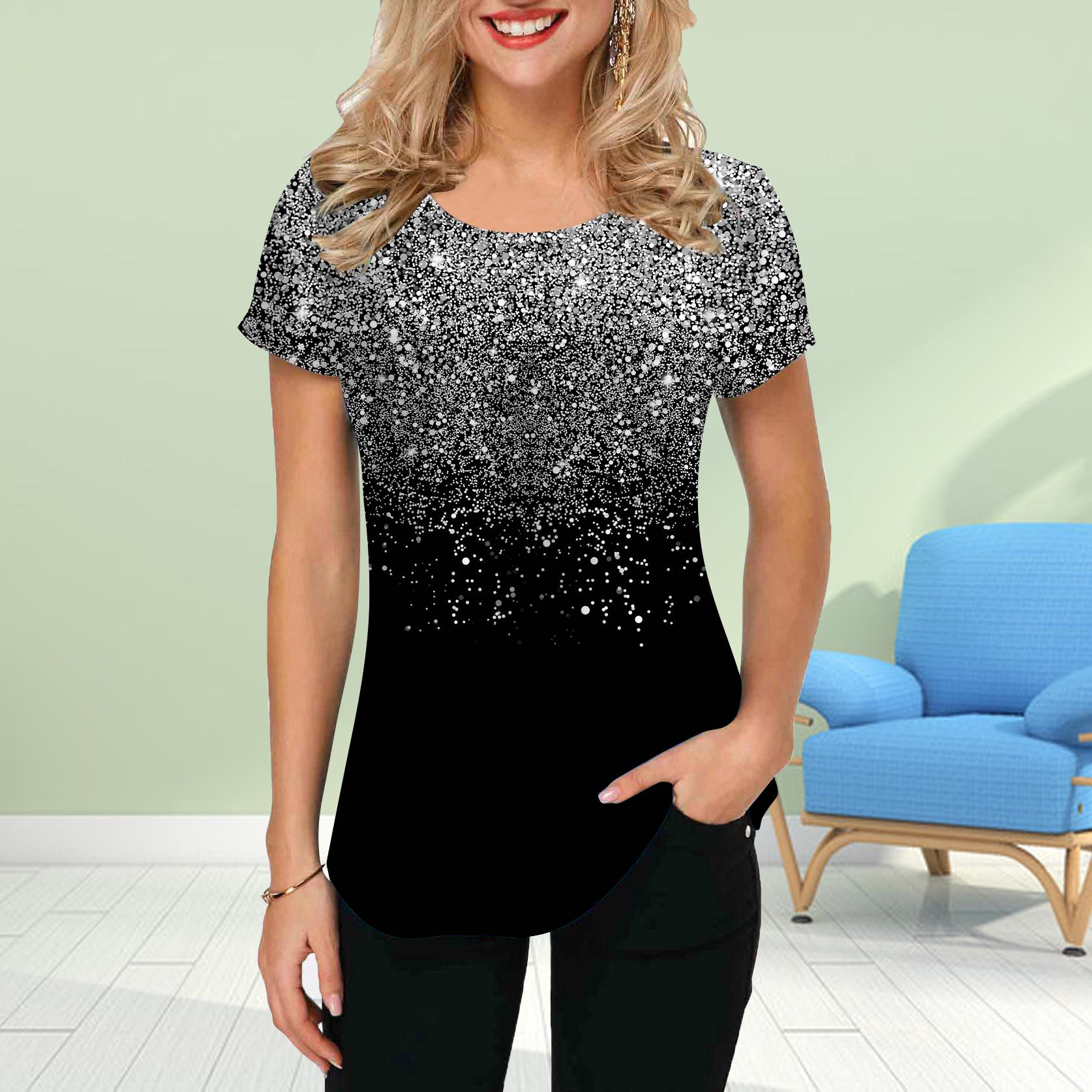 

Модная женская футболка с принтом снежинки, забавная повседневная футболка с круглым вырезом и короткими рукавами, летняя женская футболка XL серый