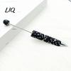 Refillable Bling Writing Pen Diamond Beadable Pens, Rhinestone Beaded DIY Bead Pen, Crystal Shaft Exquisite Stationery Black Ink Ballpoint Pens