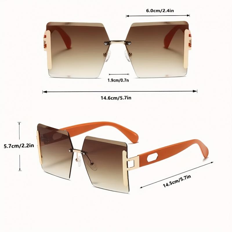 Rimless Square Fashion Fashion Sunglasses for Women & Men - Y2K Luxury Gradient Shades, Lightweight Composite Frame Sunglasses
