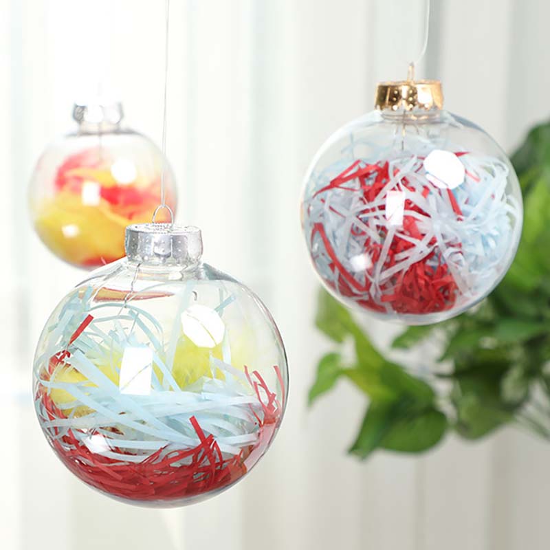 WTEMPO Bolas Decorativas Transparentes de Natal Ornamento de Esfera de Plástico Preenchível para Árvore de Natal Bolas Redondas Penduráveis Festa Interna Externa Mini Caixas de Presente