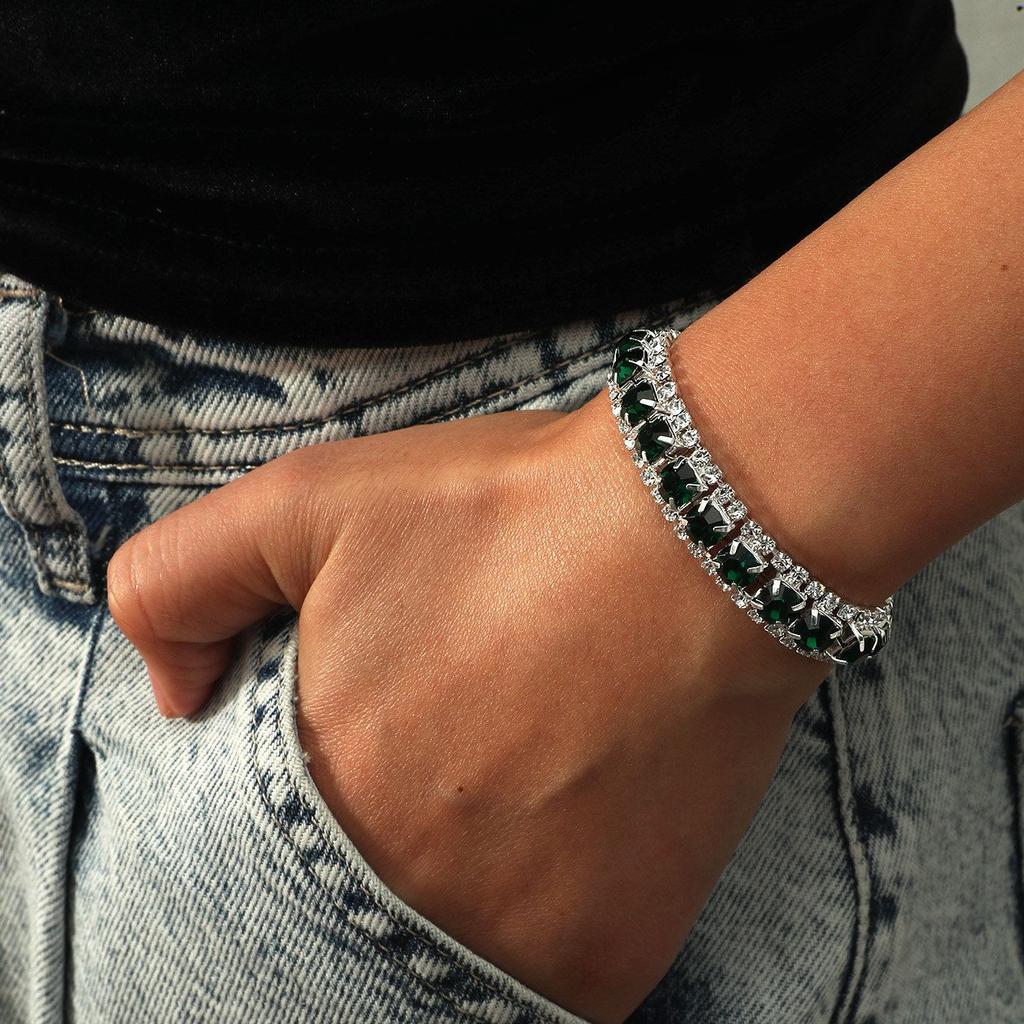 Temperament Super Flash Plný Diamantů Dámský Elastický Náramek Módní Vynikající Kamínkový Náramek Náramek Šperky