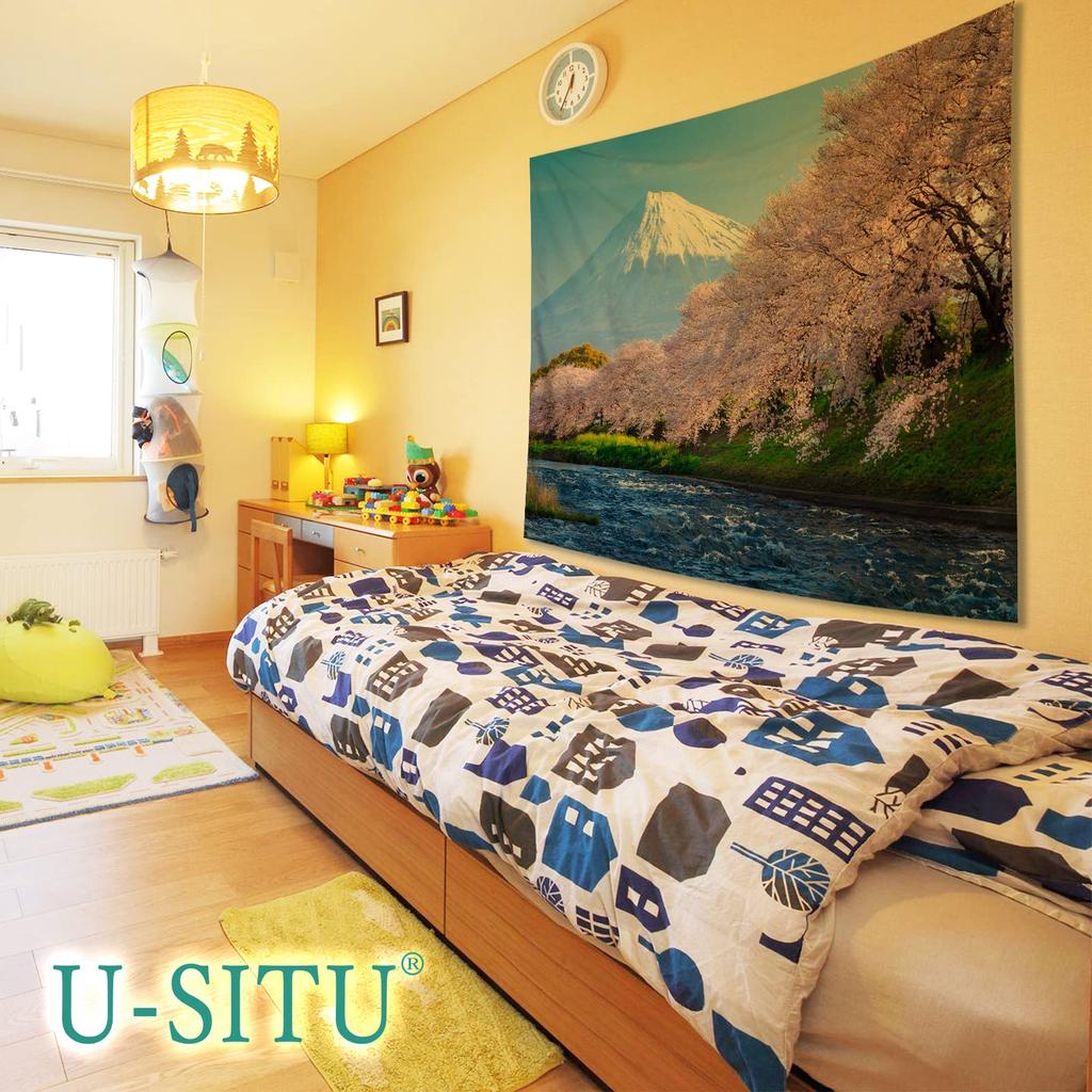 Tapestry Wall Hanging Kawazu Cherry and Dancing Cherry Natural Stylish Fabric Interior Change the Atmosphere 100cm Long x 150cm GT0032A U-SITU Decor,