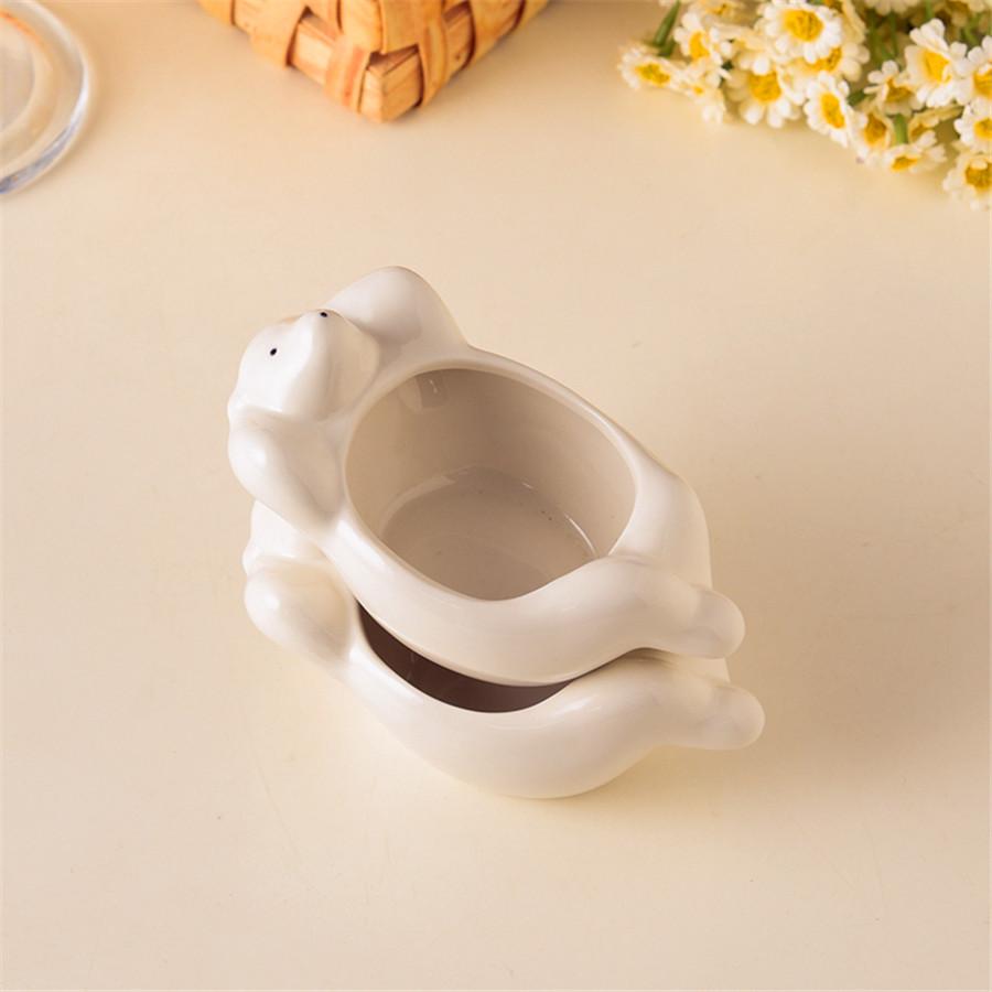 1PC ceramic pigment dish, pigment container, creative polar bear painting pigment dish