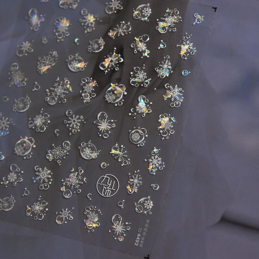 Shiny Blowing Bubble Nail Decorations Stickers 5D Shell Light Love Cat Bubble Transfer Slider Sticker DIY Manicure Decals