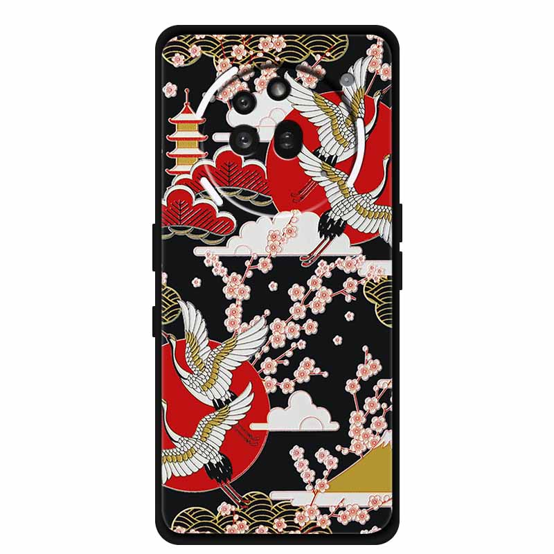 3D Prägehülle Für Nothing Phone 3A Pro Hülle 3 A Pro Hülle Blumen Schwarzes Silikon Weiche Rückabdeckung Für Nothing Phone3A Pro Hülle