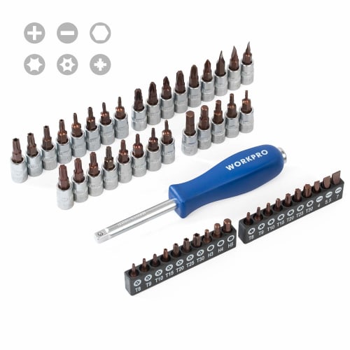 WORKPRO 172-Piece Socket Wrench Set, Garage Tool Set with 6.35mm, 9.5mm, and 12.7mm (1/4", 3/8", and 1/2") Drives, Includes Ratchet Wrenches, Ideal fo