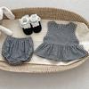 2025 New Summer 0-3Yrs Children Clothes Suit Sleeveless Solid Color Denim Vest+Shorts Newborn Baby Girls Clothing Set