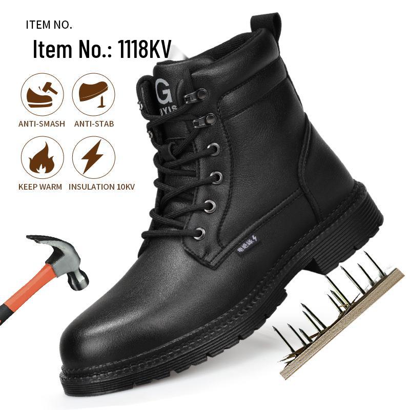 Insulated 10KV Electrician Shoes, Fleece-Lined, Wear-Resistant, Anti-Smash & Anti-Puncture Safety Shoes, Comfortable Protection for Men.