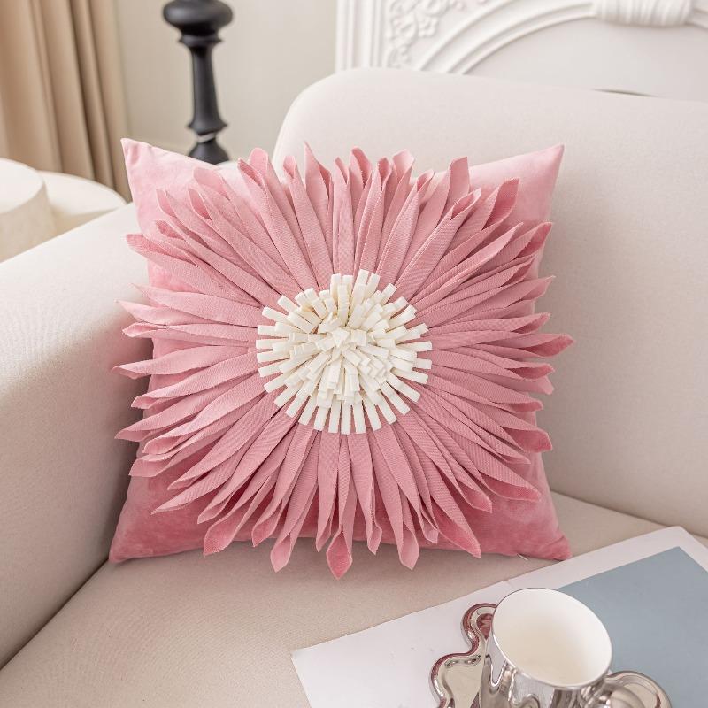 European and American Light Luxury Ins Style Hug Pillow with Daisy Flower Handmade Splicing Backrest Pillow New Backrest Cushion