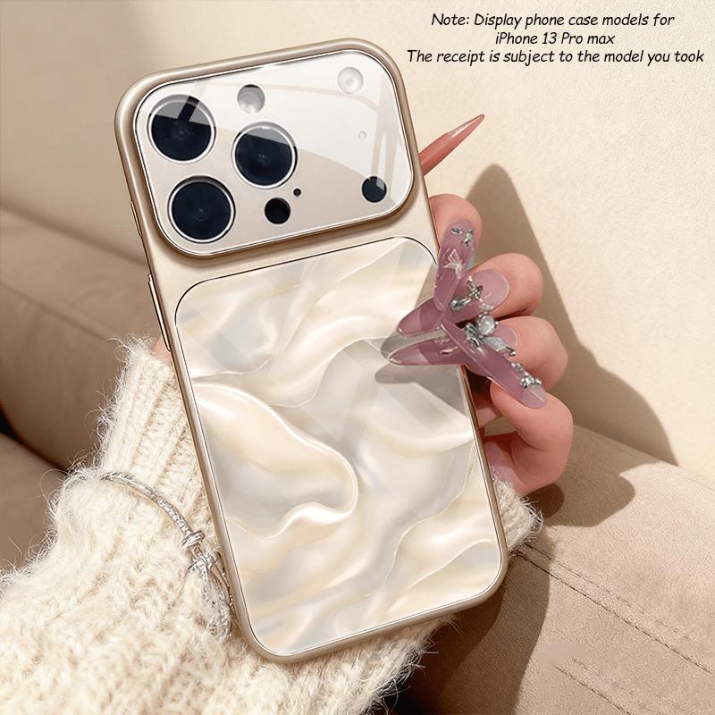 Silk-textured printed pattern tempered glass Phone Case for iPhone 17 16 15 14 13 12 11 Pro Max Plus with lens protection Cover