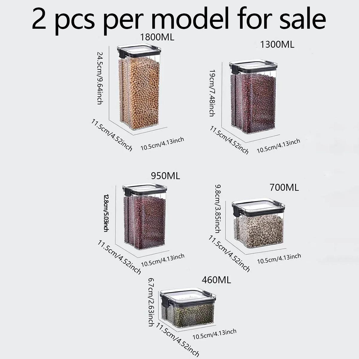 

2pcs-Transparent sealed cans, plastic food cans, sealed square fresh-keeping boxes, dried fruits, spices, tea storage boxes S