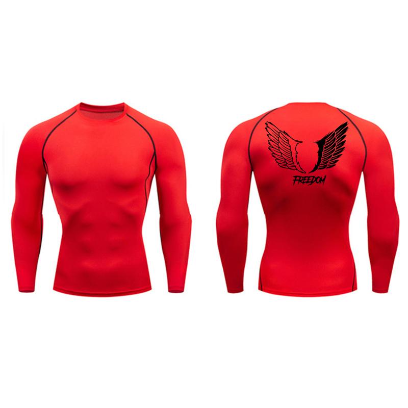 Angel Wings Freedom Print Compression Shirt for Men Sporty Quick Dry Tees Tshirt Tops Gym Workout Running Undershirts Baselayers