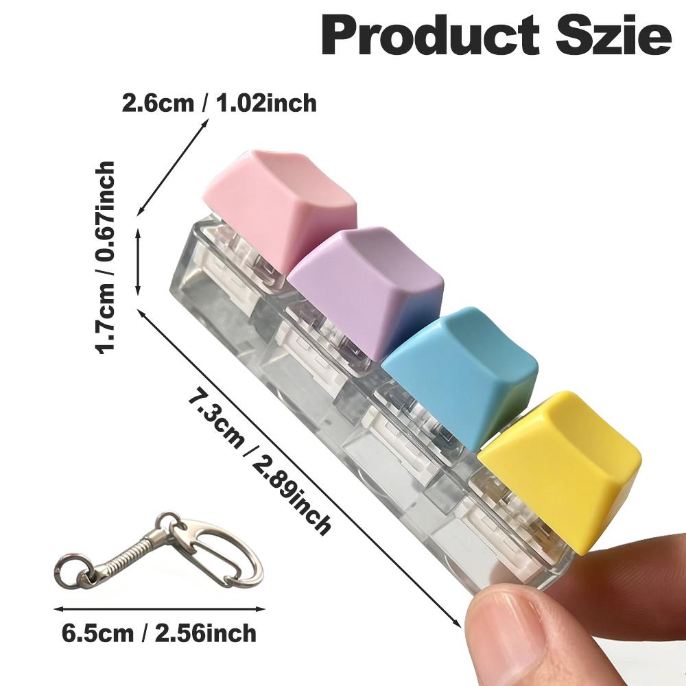 Keyboard Fidget Toy 4-In-1, Finger Click Buttons Stress Relief Keychain, Portable Fidget Gifts For Stress Relief