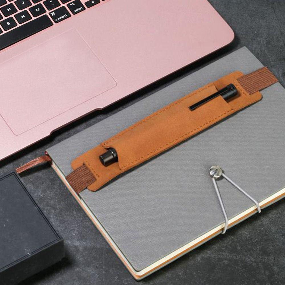 PU Leather Pen Bags Portable Pen Case Elastic Band Pen Sleeve Pouch Pointpen Holder School Office Supplies Handcrafted Gift
